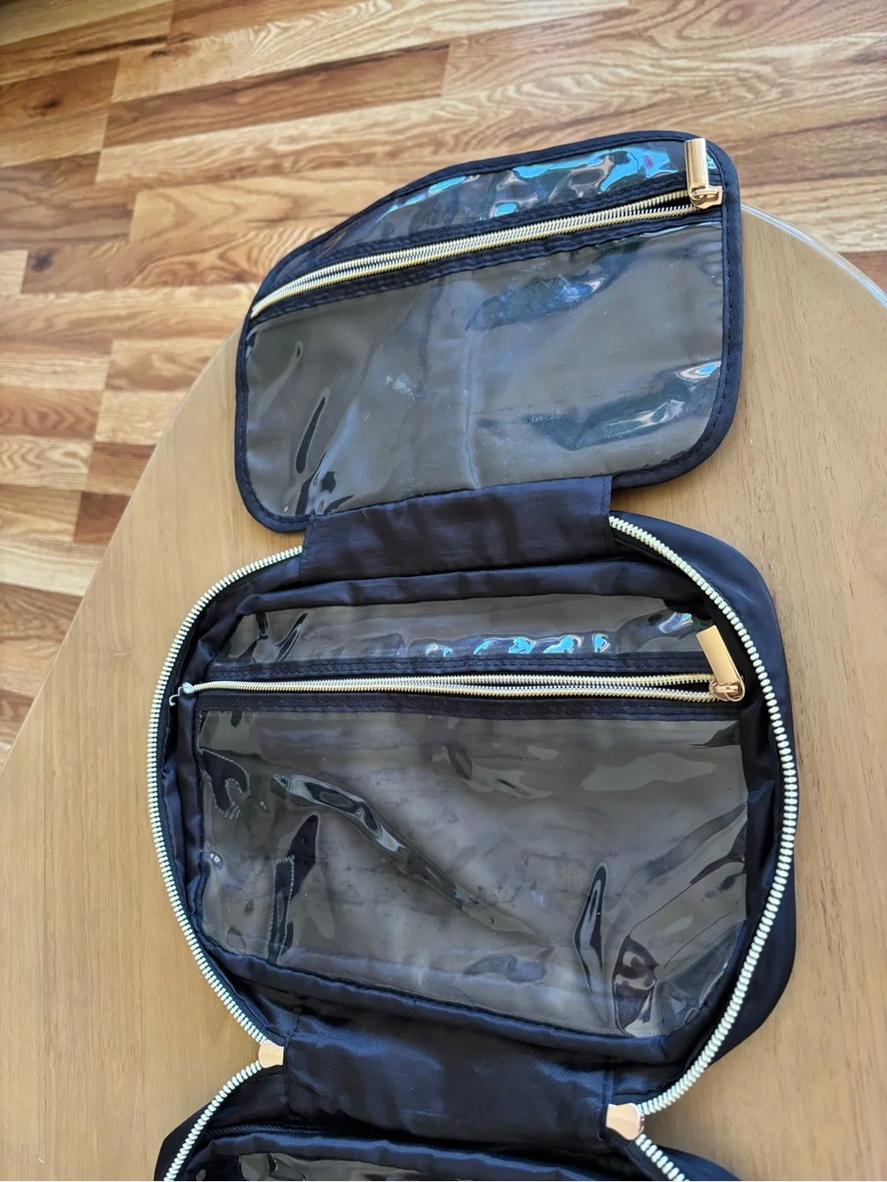 Aimee Kestenberg Black Quilted Cosmetic Carry Case/Travel Bag with Gold Hardware
